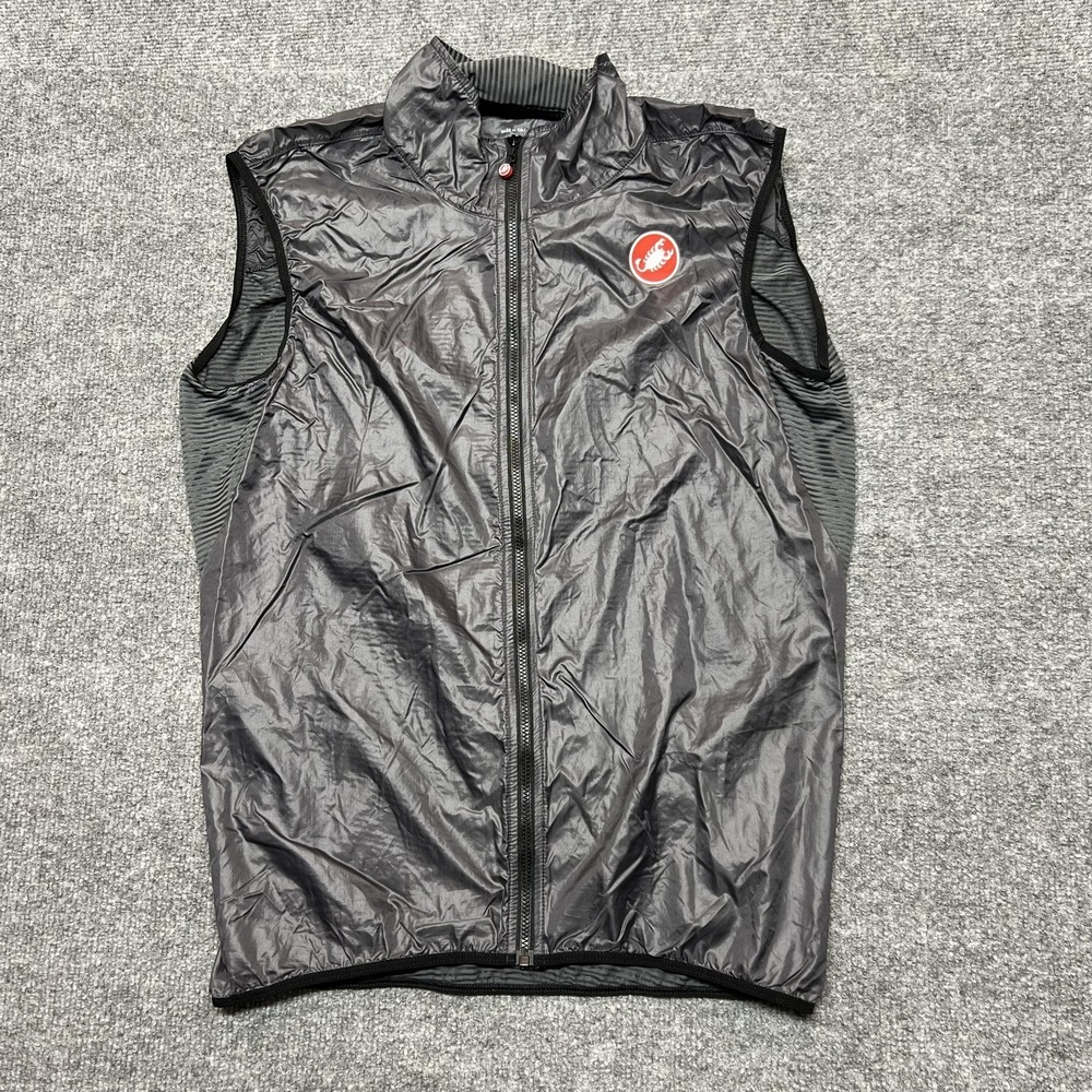 Castelli Cycling Windproof Vest Mens Large Black Striped Back Made In Italy